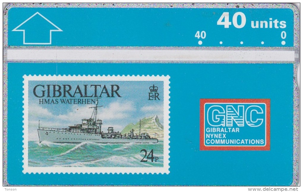 Gibraltar, GIB-24, HMAS Waterhen, 40u. Ship, 2 Scans. - Gibilterra