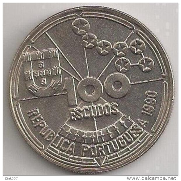 Moeda Portugal 100$00 100 Escudos Cupro-Níquel 1990 - BELA - Navegação Astronómica - Portugal