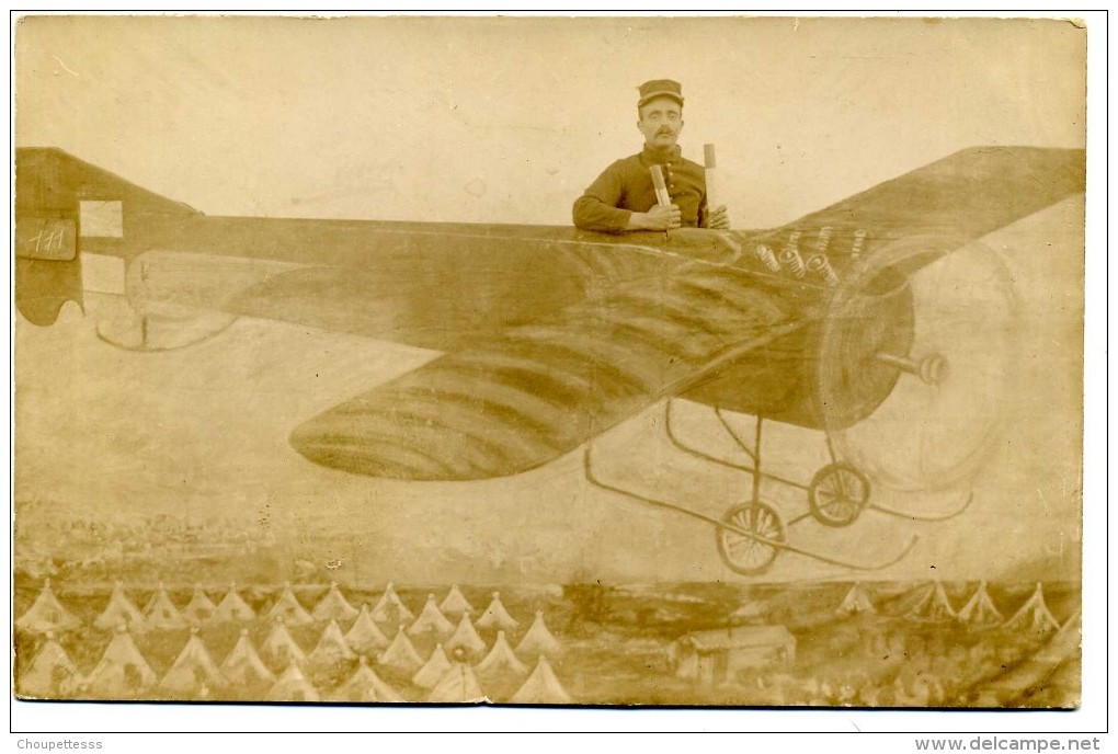 Camp  Du Larzac ( Aveyron ) -  La  Cavalerie  -  Avion  Et  Militaire  -  Photomontage  En  1913 - Aérodromes