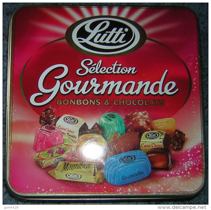 Boite Métal 17.5x17.5x5.1 Cm - Emballage Pour Bonbons Et Chocolats  Lutti - Trés Bon état - Théme Bonbon Confiserie - - Scatole