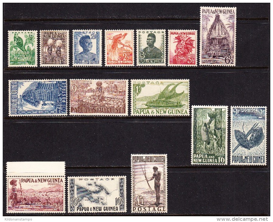 Papua New Guinea 1952-56 Full Set, Mint No Hinge, Sc# 122-136, SG 1-15 - Papua New Guinea