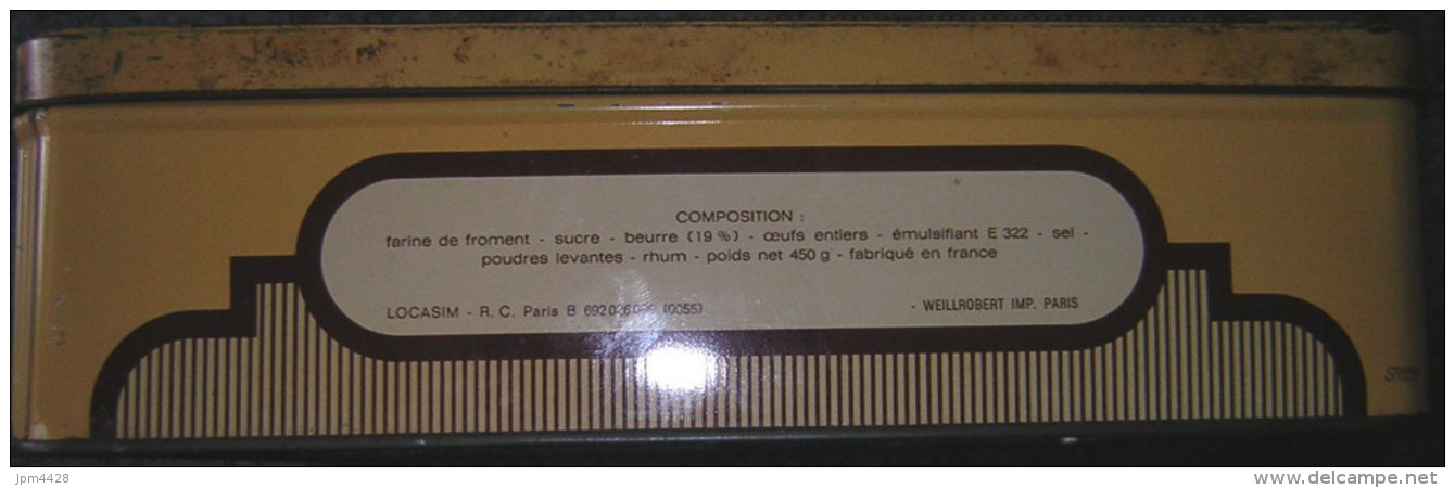 Boite Métal Ancienne 23.5x22.5x6.8 Cm - Emballage Gâteaux - GOUTEZ LOCASIM - Bon état Illustration Voiture Ancienne Fer - Dosen