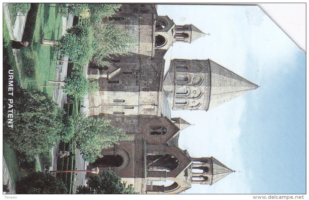 Armenia, ARM-U1, 25 Units, Echmiadzin Cathedral, The Oldest In The World, 10 Mm Magnetic Strip, 2 Scans. - Armenien