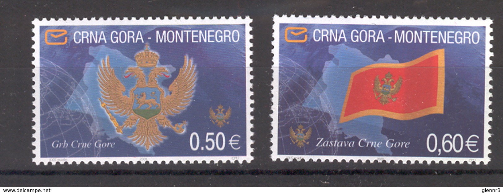 MONTENEGRO 2005 Large Coat Of Arms, Flag And Map Of Montenegro, Scott No. 125-126 MNH - Montenegro