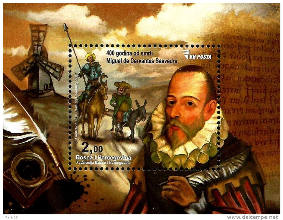 Bosnia & Herzegovina - Sarajevo - 2016 - 400th Anniversary Since Miguel Servantes Death - Mint Souvenir Sheet - Bosnië En Herzegovina