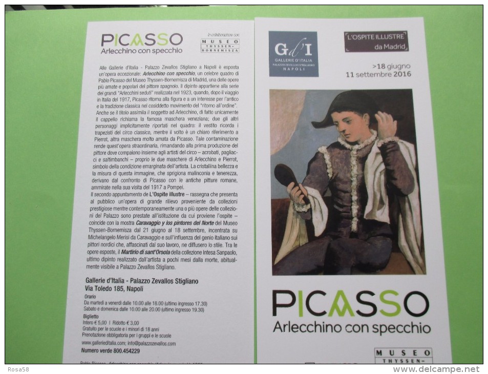 Arlecchino A Napoli PICASSO Arlequin Giugno 2016 Palazzo Zevallos Napoli Gallerie D´Italia Banca Intesa - Tickets - Entradas