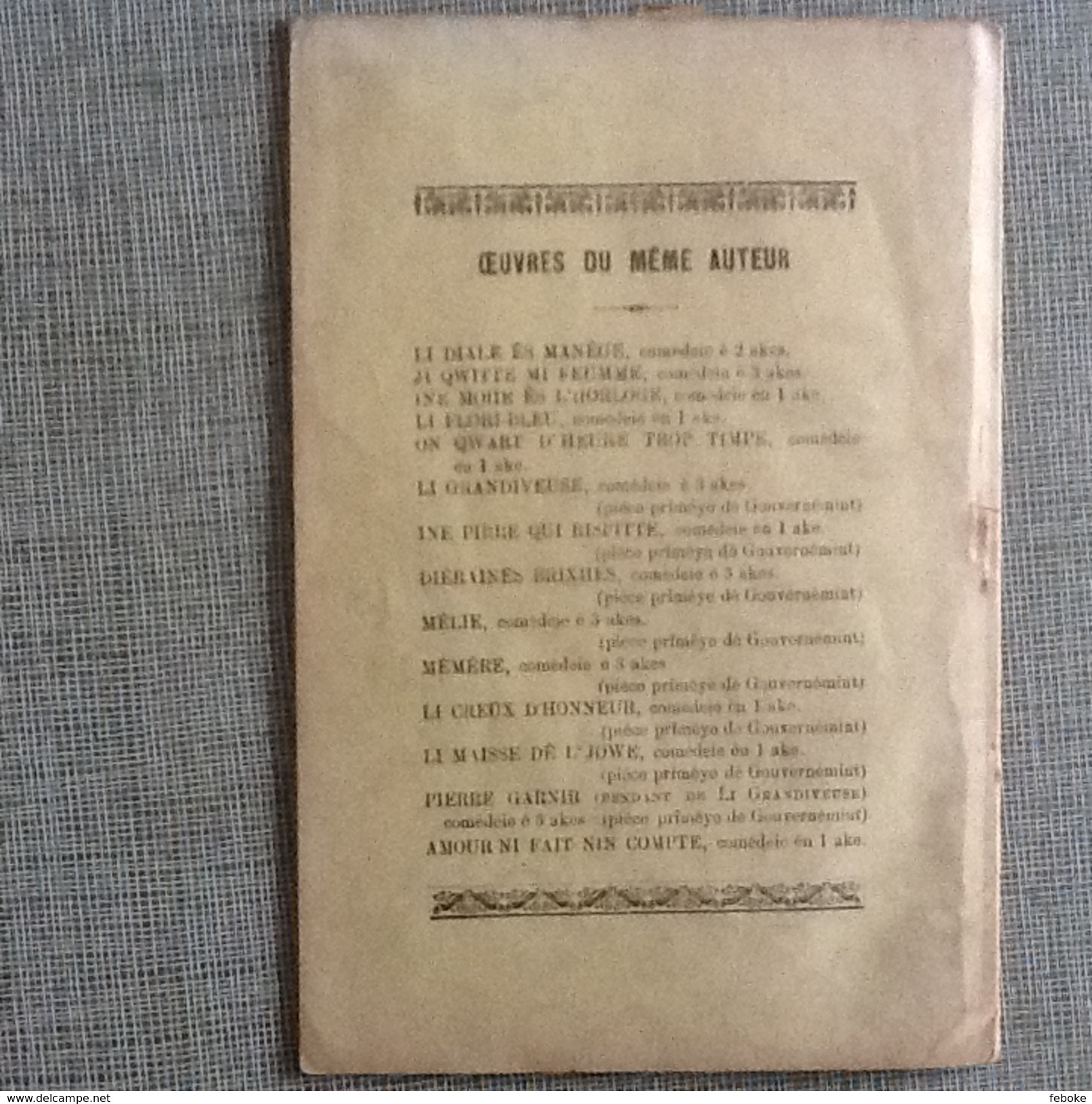 AMOUR NI FAIT NIN COMPTE, COMÈDEIE ÈN INE AKE, THÉOPHILE BOVY, 1905, LIVRET THEATRE WALLON - Théâtre