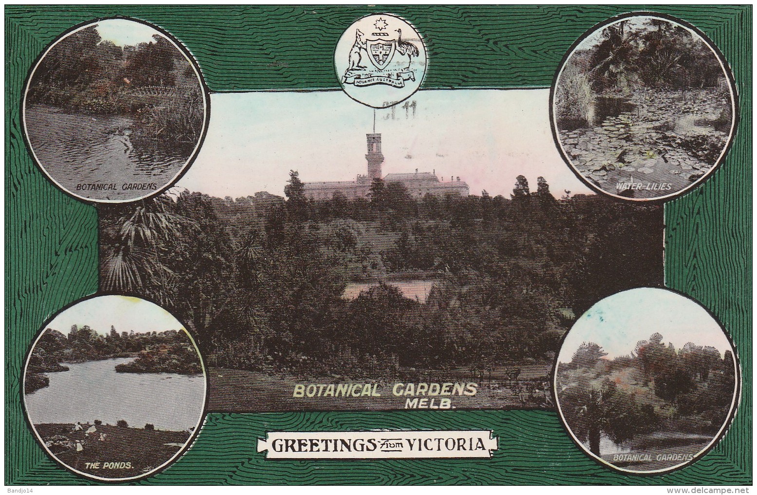 Victoria - 1911 - Melbourne  - "Greetings From Victoria" - Botanical Gardens - Scan Recto-verso - Melbourne