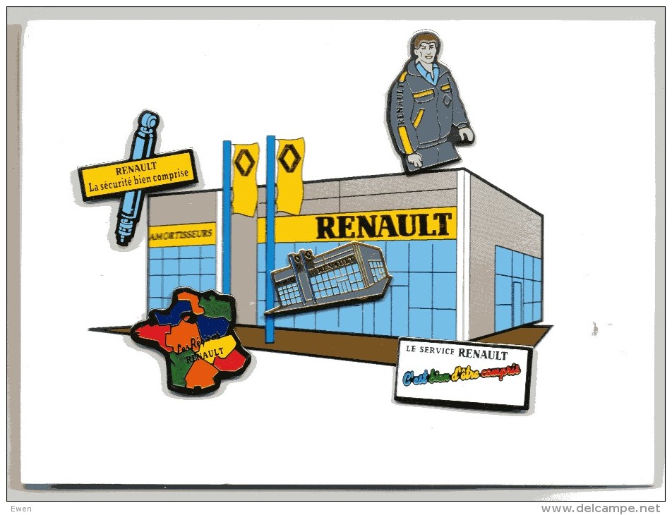 5 Pin's Renault Sur Plaquette Usine Renault. - Renault
