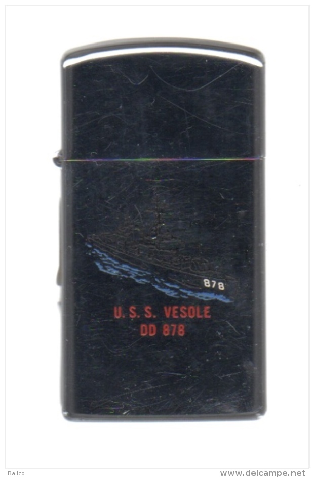 ZIPPO - U.S.S. VESOLE - DD-878 - Slim Chromé, Année 1975 - Réf, 654 - Zippo