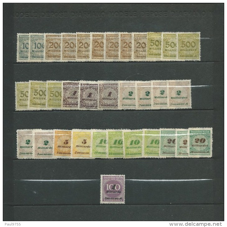 DEUTSCHE REICH 1923 INFLATION LOT FOND DE COLLECTION DANS Mi 313-331 MH/* 166 TIMBRES 3 SCANS - Neufs