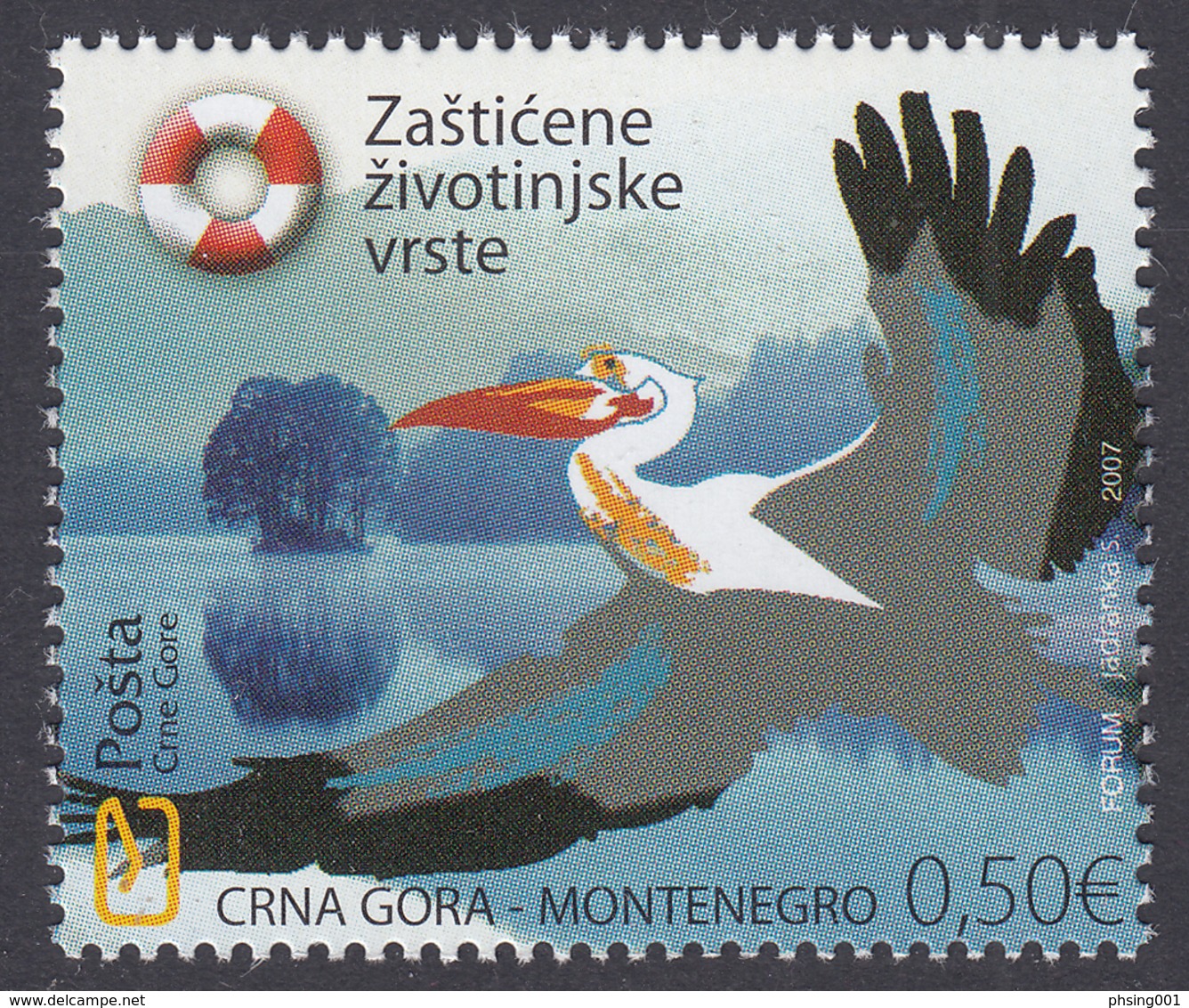 Montenegro 2007 Fauna, Birds, Pelican, Protected Animals MNH - Pelikane