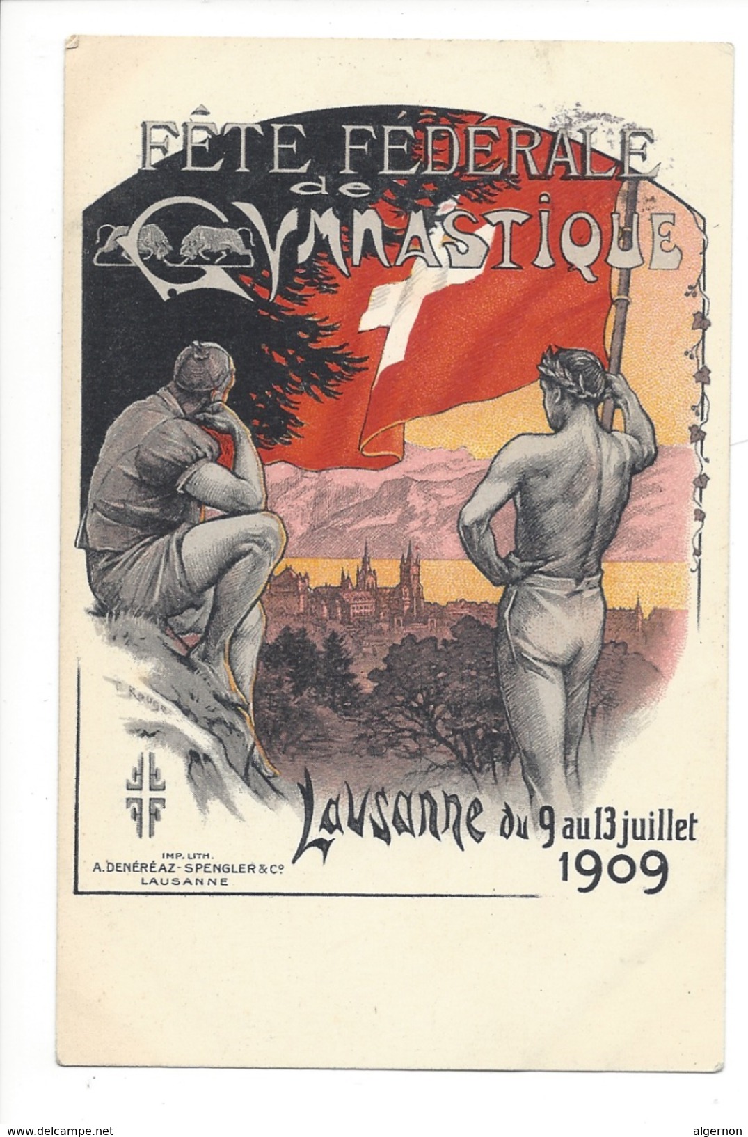 14809 -  Lausanne Fête Fédérale De Gymnastique Juillet 1909 Carte Tombola - Lausanne