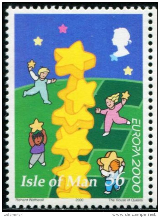 AX0373 Isle Of Man 2000 Europa Children And Stars 1v MNH - 2000