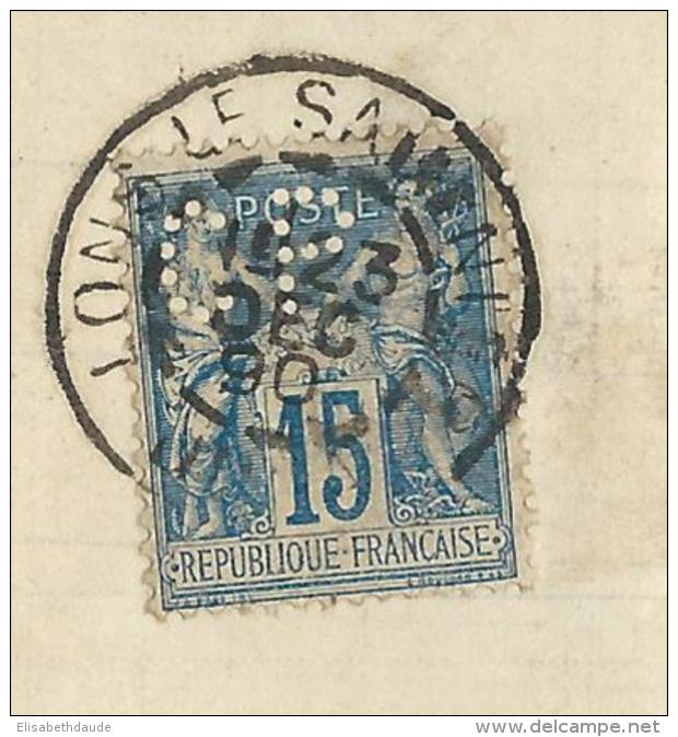 1890 - SAGE PERFORE "C.P" De CAMILLE PROST Sur LETTRE De LONS LE SAUNIER (JURA) Pour ARLAY - Autres & Non Classés