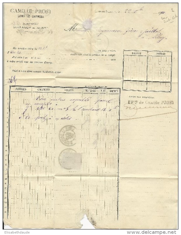 1890 - SAGE PERFORE "C.P" De CAMILLE PROST Sur LETTRE De LONS LE SAUNIER (JURA) Pour ARLAY - Sonstige & Ohne Zuordnung