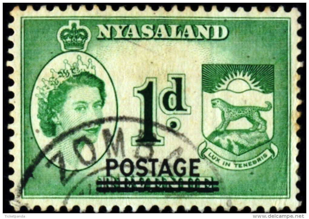 NYASALAND- (MALAWI) -LUX IN TENEBRIS-OVPT-FISCAL AS POSTAGE-PRE DECIMAL-6d-FINE USED-TP-386 - Malawi (1964-...)