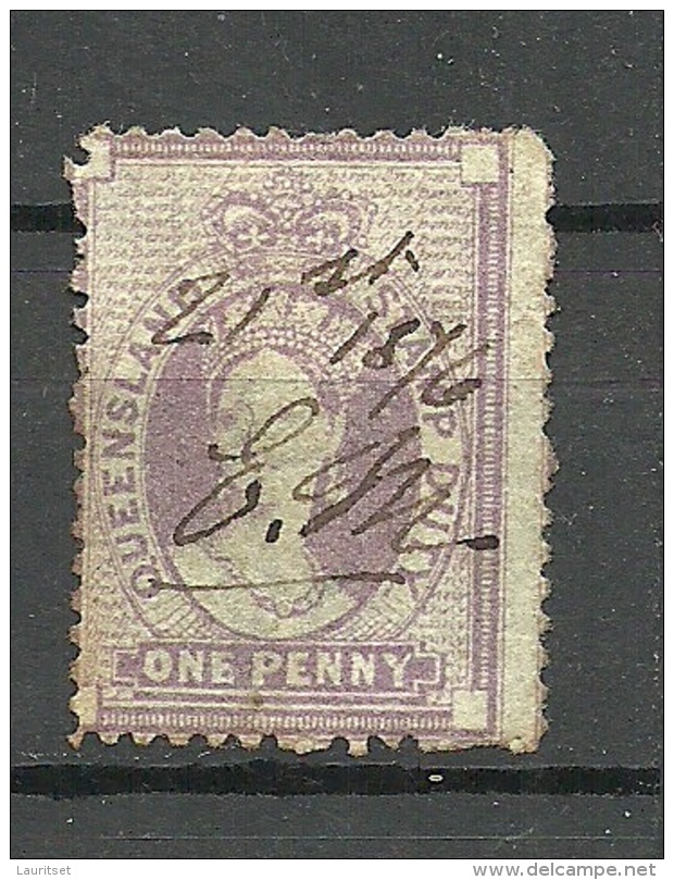 QUEENSLAND O 1871 Stamp Duty Stempelmarke 1 Penny O - Used Stamps