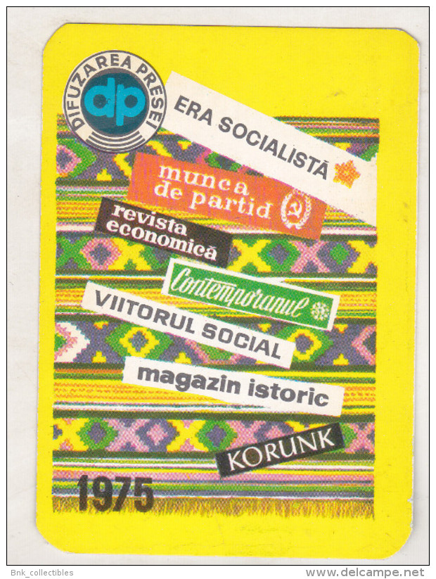 Romania Old 1975 Small Calendar - DP Difuzarea Presei - Petit Format : 1971-80