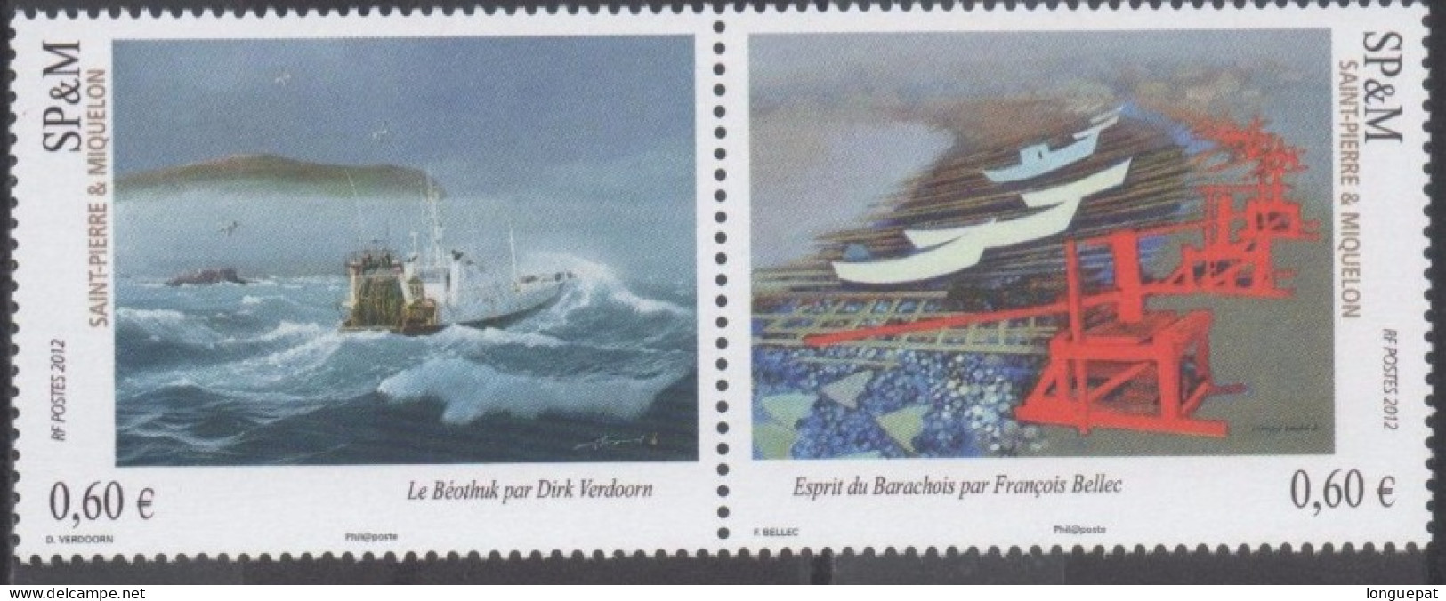 SAINT-PIERRE Et MIQUELON - Art - Peinture - "Le Béothnuk" De D. Vendoor, "Esprit Du Barachois" De F. Bellec - Unused Stamps