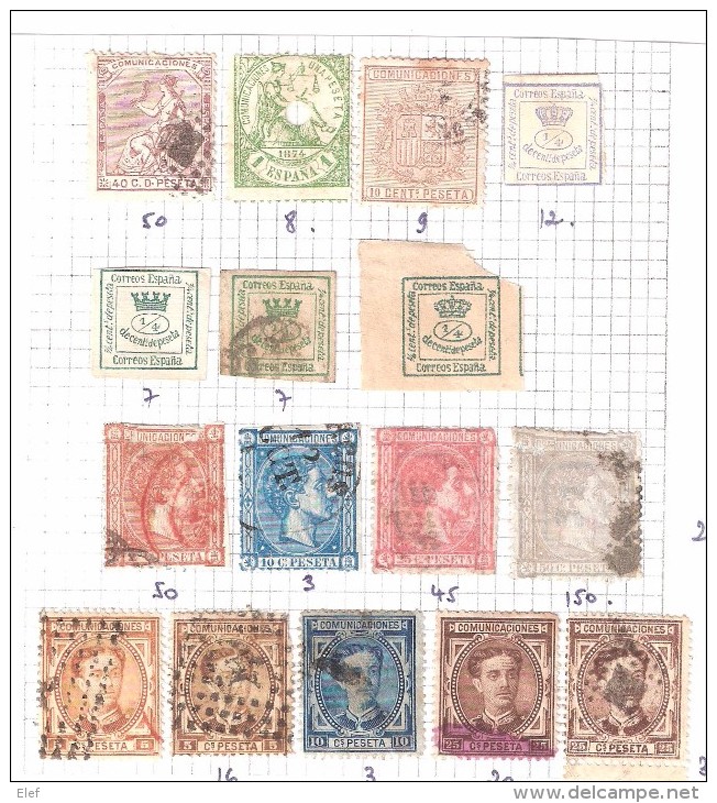 ESPANA / Espagne / SPAIN 1872- 1876, Collection Entre Yvert N° 129 Et 166 , Neufs Et Obl , Cote 87 Euros, - Collections