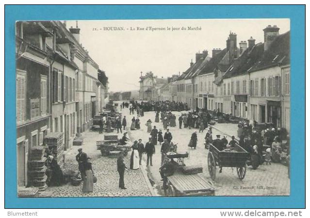 CPA 21 - Métier Marchands Ambulants Marché Rue D'Eperon HOUDAN 78 - Houdan