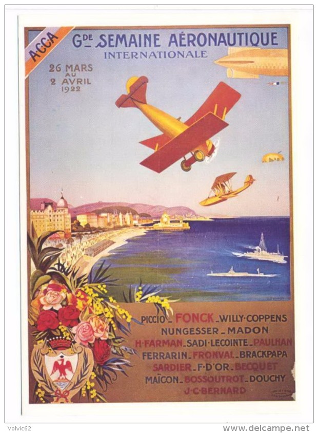 CP Affiche Grande Semaine Aéronautique Nice 1922  Nice à La Belle époque  Reproduction  ACCA - Autres & Non Classés