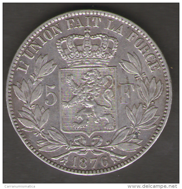 BELGIQUE / BELGIO - 5 FRANCS - LEOPOLD II (1876) - ARGENTO SILVER - 5 Francs