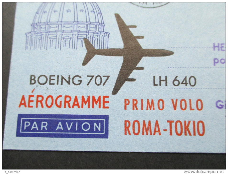 Erstflug Lufthansa LH 640 Boeing 707 ROM-TOKiO Auf Aerogramm Vatican / Citia Del Vaticano 21.1.61. Primo Volo - Storia Postale