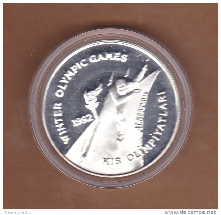 AC - 1992 WINTER OLYMPIC GAMES ALBERTVILLE FRANCE 50 000 LIRA COMMEMORATIVE SILVER COIN TURKEY PROOF UNCIRCULATED - Turquie