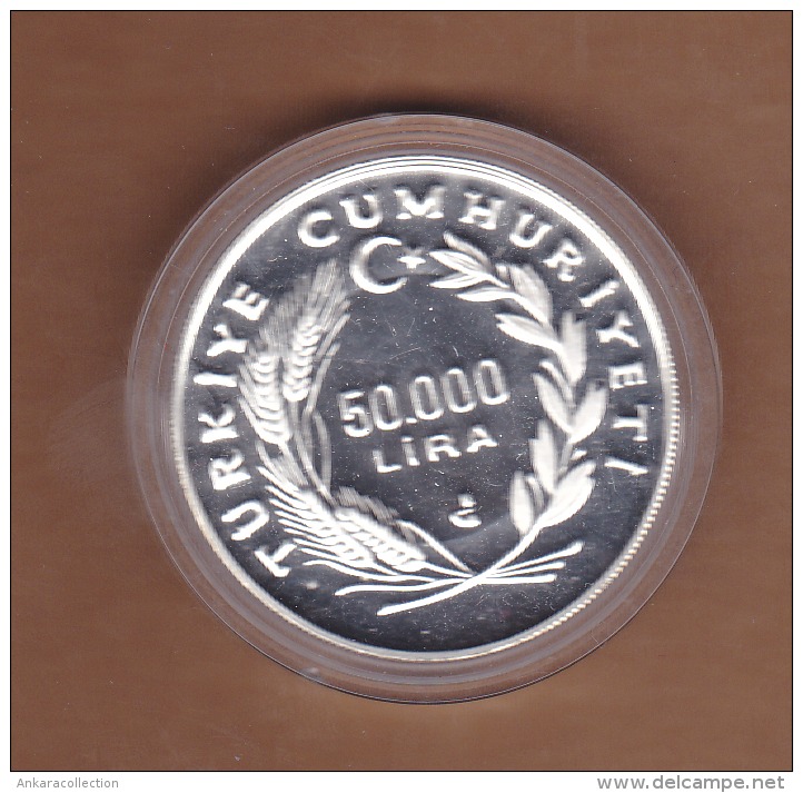 AC - 1992 WINTER OLYMPIC GAMES ALBERTVILLE FRANCE 50 000 LIRA COMMEMORATIVE SILVER COIN TURKEY PROOF UNCIRCULATED - Turquie