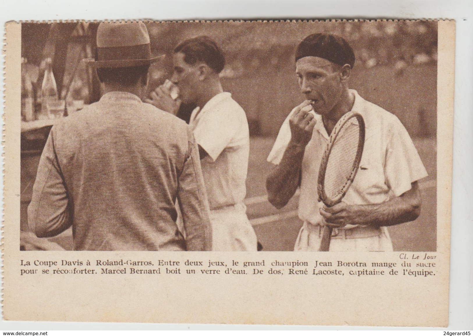 CPSM CELEBRITES SPORTIVES TENNIS - Coupe Davis : Roland Garros Jean Borotra Mange Du Sucre, Marcel Bernard, René Lacoste - Sportsmen