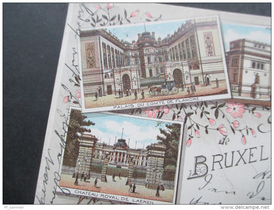 AK Belgien 1898 Mehrbildkarte Chateau Royal / Palais Du Comte De Flandre / Palais Des Beaux Arts.Nach Sagan In Schlesien - Monuments