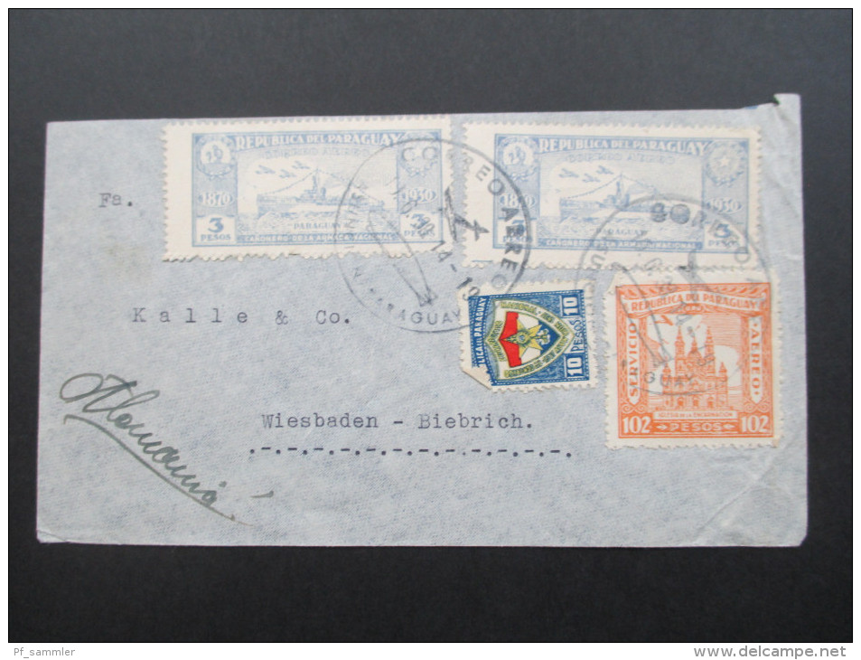 Paraguay 1939. Luftpostbeleg / Zeppelin. Stempel: Zeppelin. MiF Interessanter Beleg - Paraguay