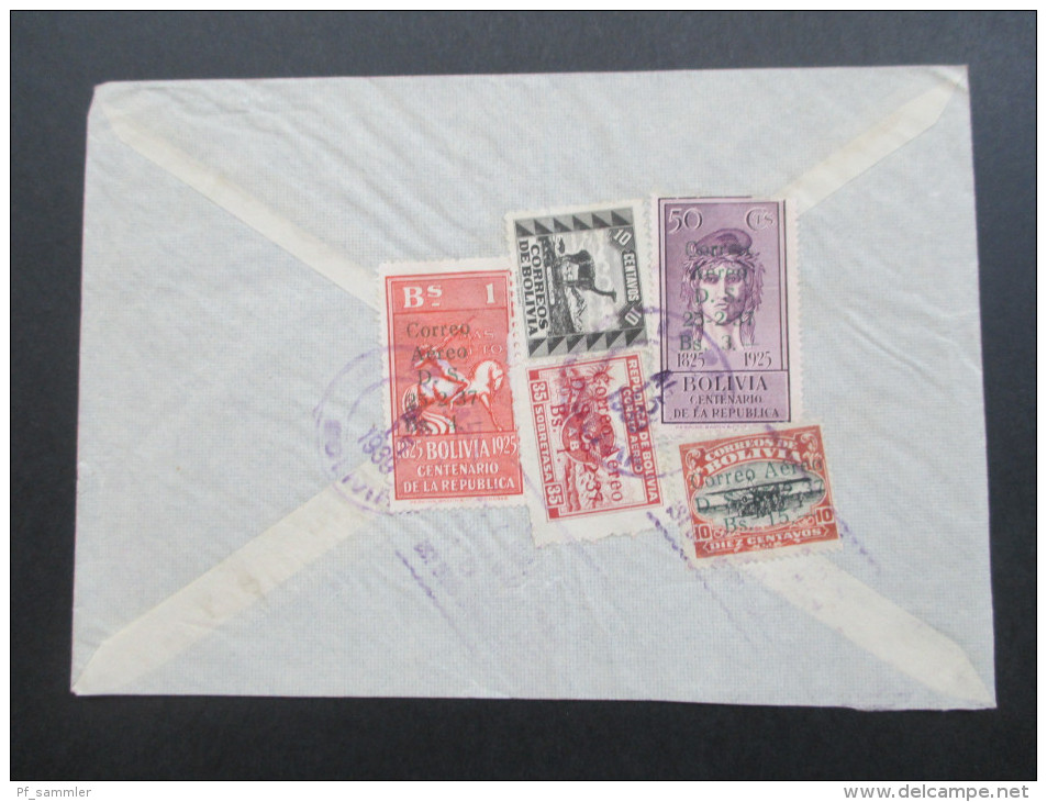 Bolivien 1939 Luftpostbeleg Correo Aero / Via LAB Condor. MiF. Marken Mit Aufdruck! Sehr Interessanter Beleg!! - Bolivia