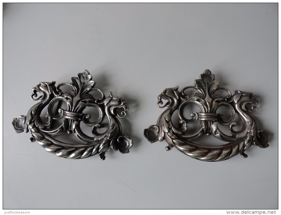 VINTAGE : PAIRE D´EMBRASES RIDEAUX BRONZE ARGENTÉE  / PAIR OF CURTAINS  TIE BACK HOOKS - Gordijnen