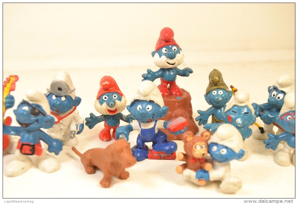 Collection De Figurines SCHTROUMPF Années 1980. Taille Crayon Grand Schtroumpf Peyo - Figurines En Plástico