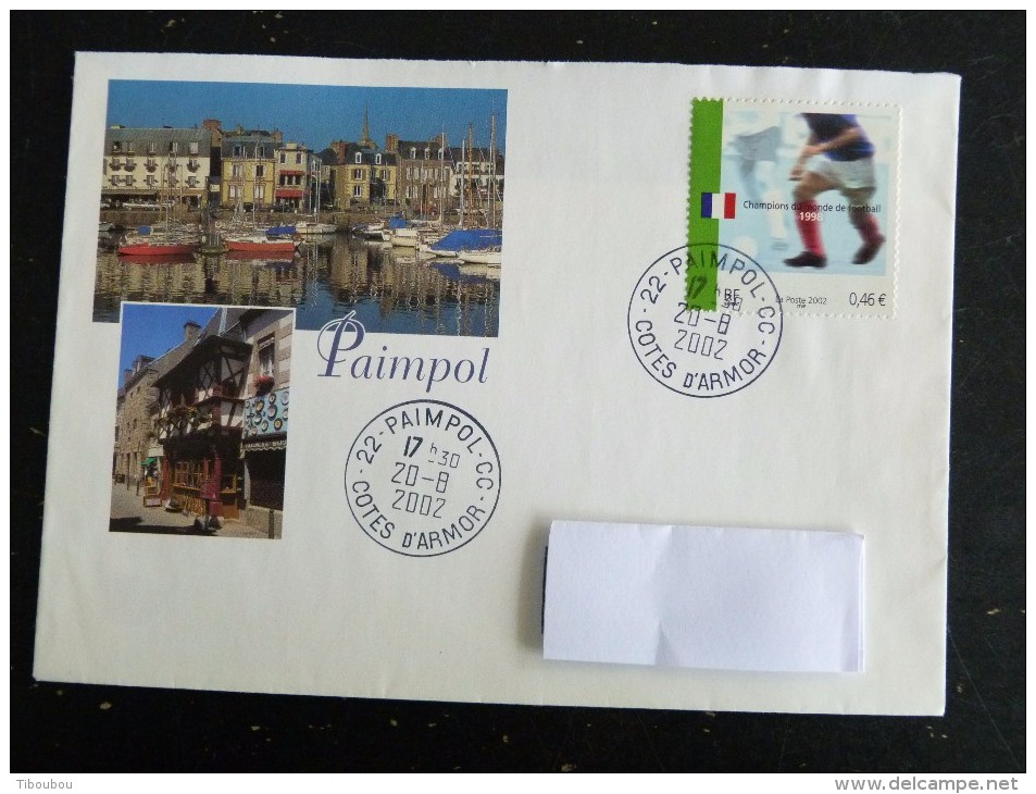 PAIMPOL CC - COTE D ARMOR - CACHET ROND MANUEL SUR YT 3484 FOOTBALL BRETAGNE PORT - Cachets Manuels