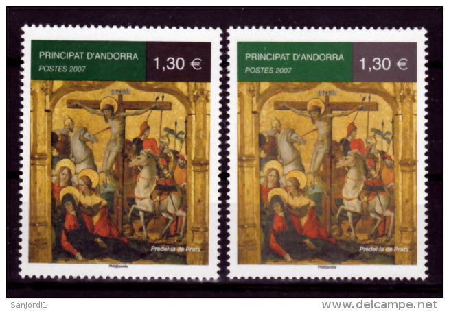 Andorre 637  Variétés Vert , Noir Et Vert Clair, Gris Peinture Neuf ** TB MNH Sin Charnela - Unused Stamps