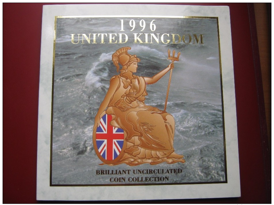 UK British 1996 UNC 8 Coin Set 1 Penny - 2£ Pounds Sealed In Royal Mint Folder - Mint Sets & Proof Sets