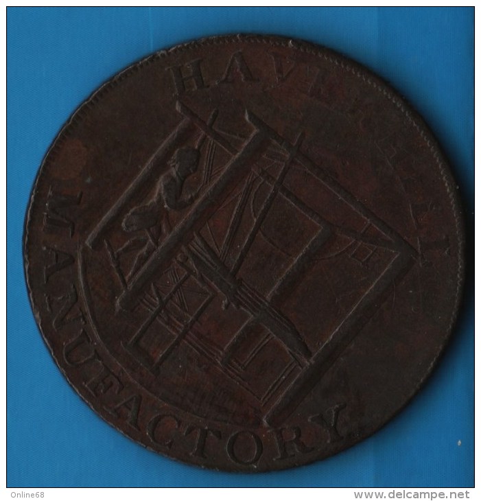 Haverhill (Suffolk)Haverhill Weaver Wolf Crest 1794 HALFPENNY  HAVERHILL MANUFACTORY DH-31 - Professionnels/De Société