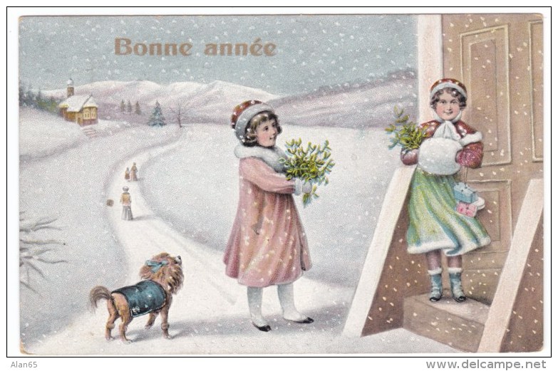 Belgium Sc#92 Y&amp;T#108 1c Issue On Happy New Year Greetings Postcard Cover Leige To Limbourg January 1914 - 1912 Pellens