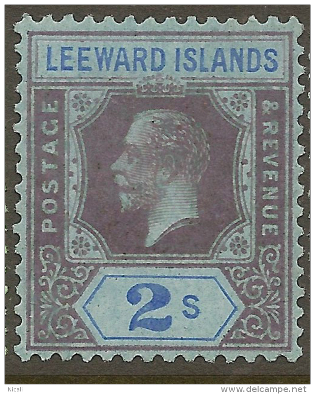 LEEWARD IS 1921 2/- KGV SG 74 HM #UR326 - Leeward  Islands