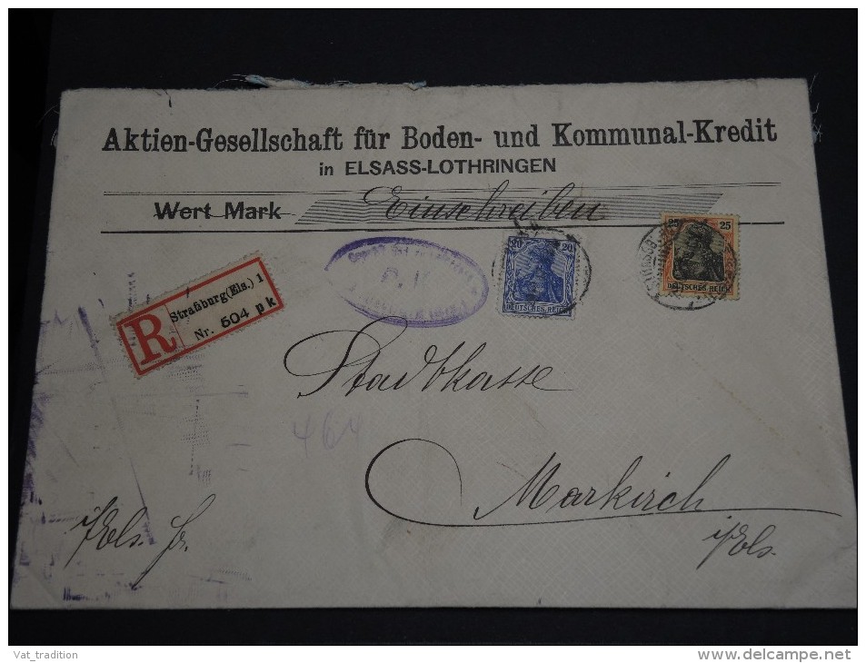 FRANCE - Enveloppe En Recommandée De Strasbourg 1917 - Affranchissement Bicolore Type Germania - A Voir - L4 - Briefe U. Dokumente