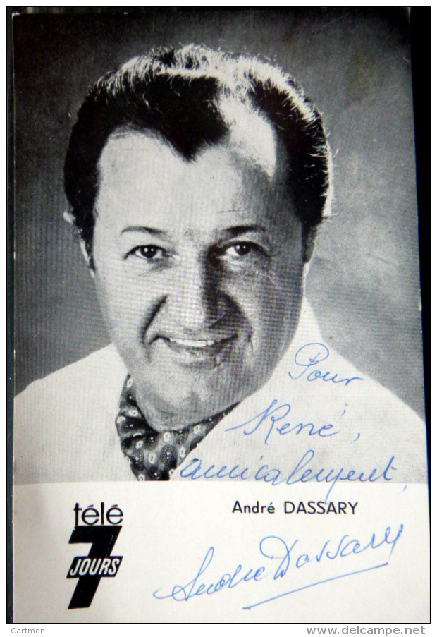 ANDRE DASSARY  PHOTO DEDICACEE  CHANSON VARIETE CINEMA THEATRE - Fotos Dedicadas