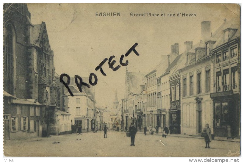 Enghien :  Grand-place Et Rue D'Hoves   ( Ecrit Avec Timbre ) - Edingen