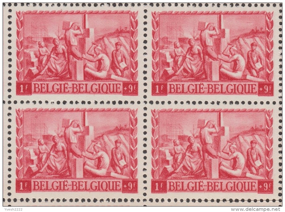 Belgique 1945 COB 700V3. Bloc Contenant La Variété Ballon Au-dessus De L’échafaudage. Postiers Sinistrés - Autres & Non Classés