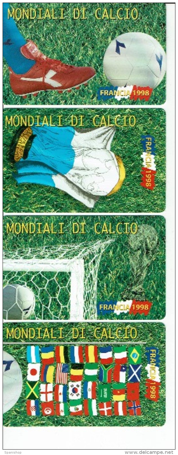 San Marino Football France1998 Mint Set 4 Phonecards - Flags - Saint-Marin