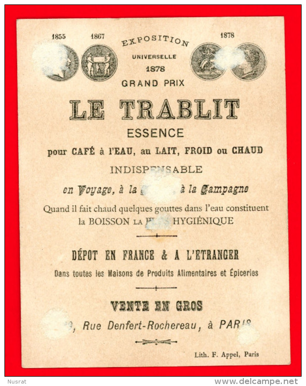 Essence De Café De Trablit, Belle Chromo Lith. Appel AP2-B12-1, Marins - Thé & Café