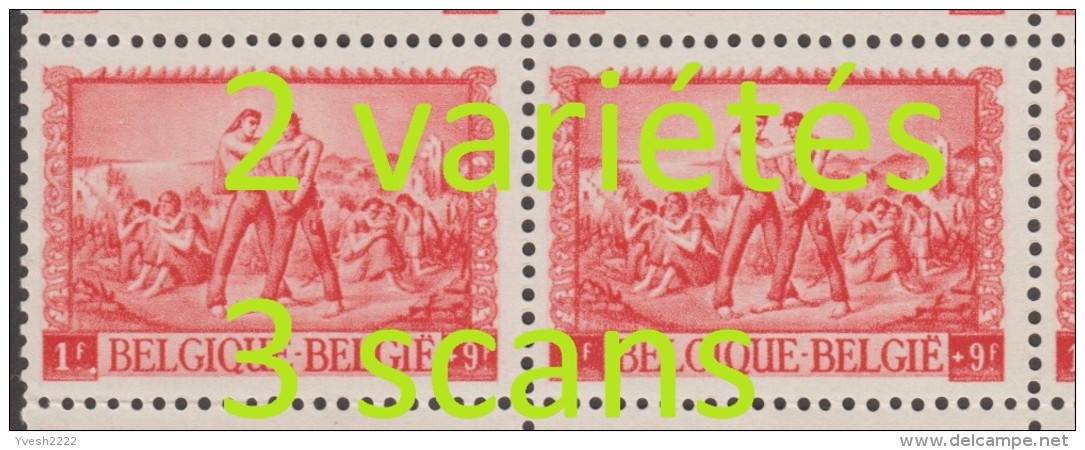 Belgique 1945 COB 699V1 Et V2. Bloc Contenant Les 2 Variétés. Point Après 1 F Et Pierre Au Pied. Postiers Sinistrés - Altri & Non Classificati